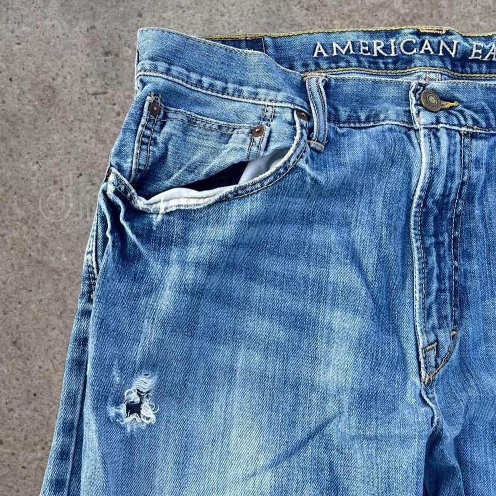 Vintage American Eagle Low Loose Baggy Denim Jeans Blue Y2K Skater Mens 34x32 - Picture 5 of 7